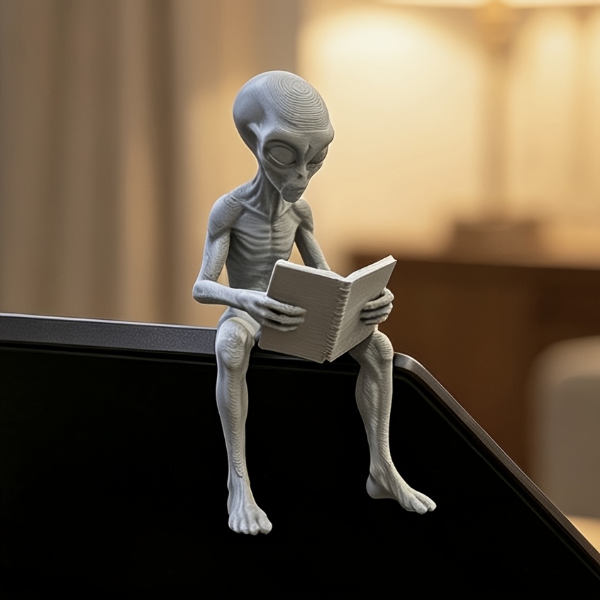 3D Printing Office Setup - Reading Alien Mini Figurines 3D Printed