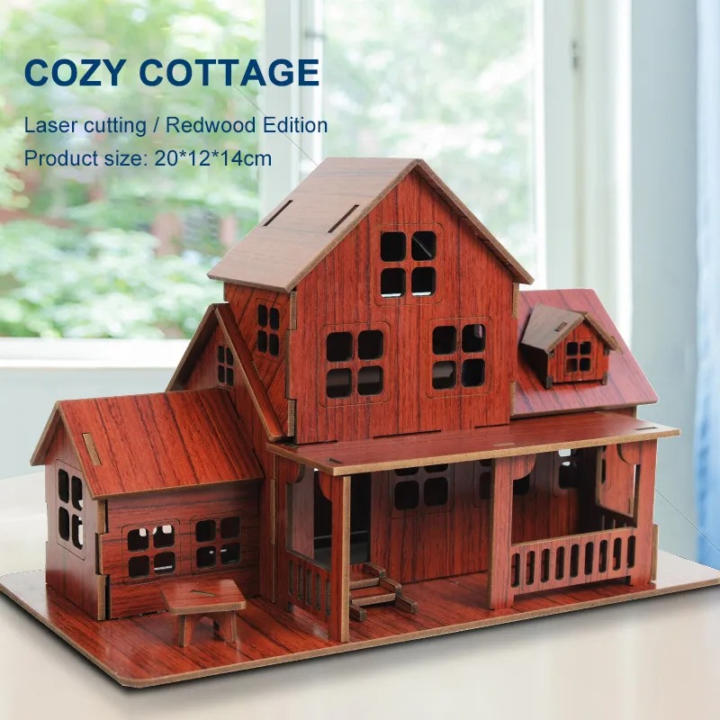 3D Printing Bambu - 3D Wooden Puzzle Model GamesCozy Cottage