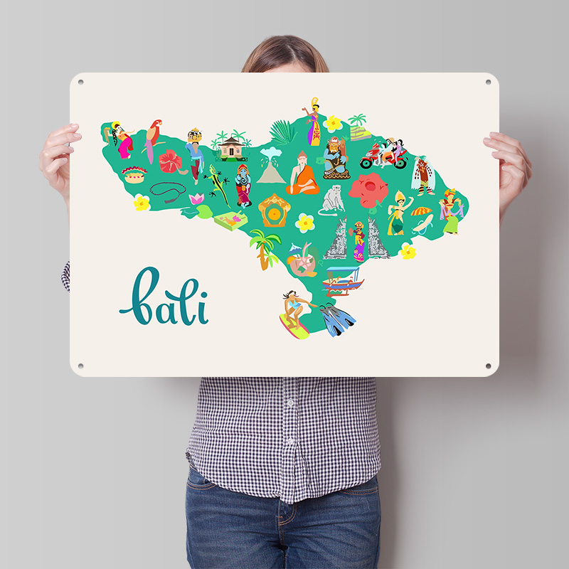 Bali Map Illustration Poster R - огляд і ціна 3D Printing Bali
